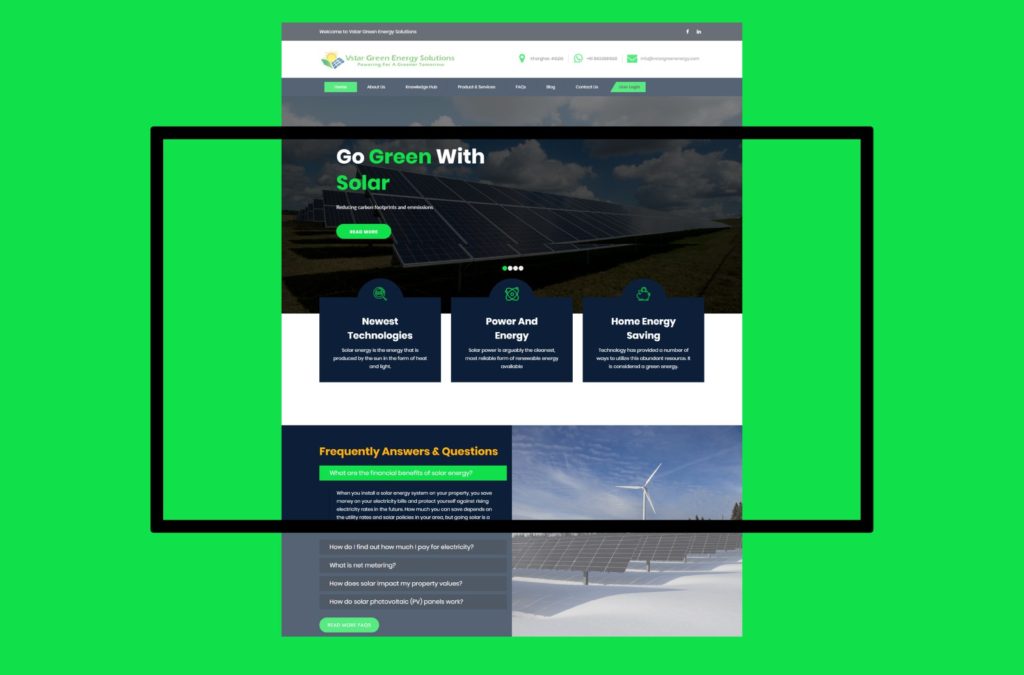Vstart Green Energy solutions Branding and website design and development by Kreativ Ideas